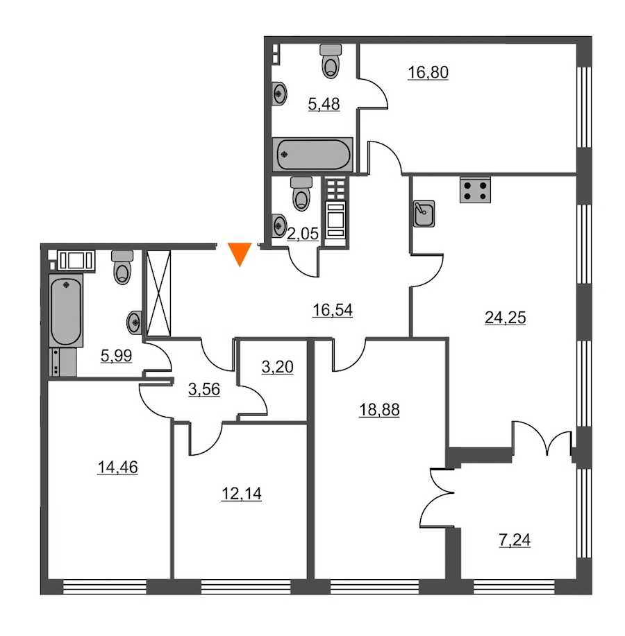 Четырехкомнатная квартира в : площадь 123.35 м2 , этаж: 2 – купить в Санкт-Петербурге